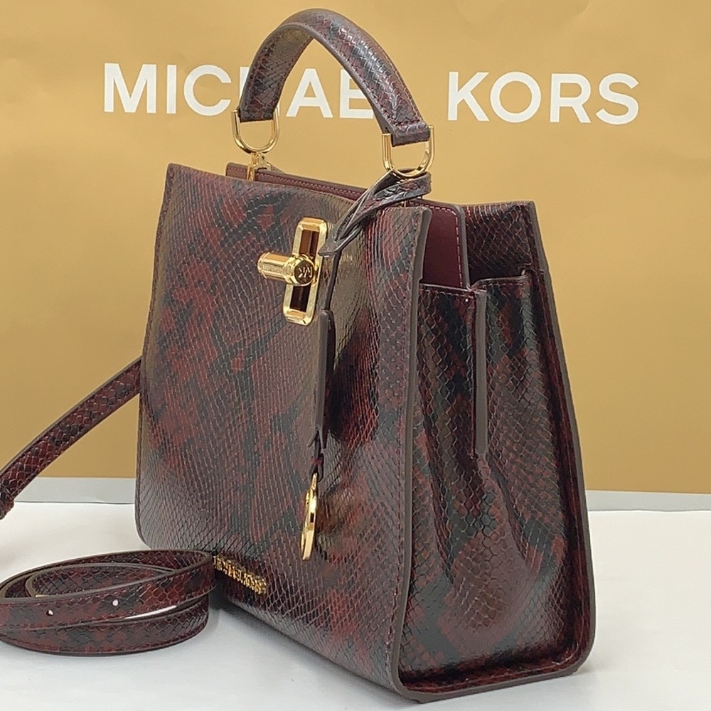 MICHAEL KORS PENELOPE MEDIUM TOP HANDLE SATCHEL MERLOT MULTI COLOR - Picture 4 of 16